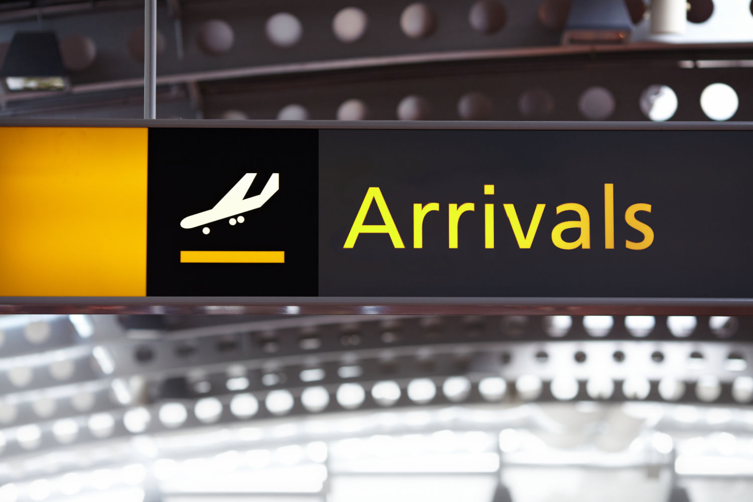 Airport arrivals sign