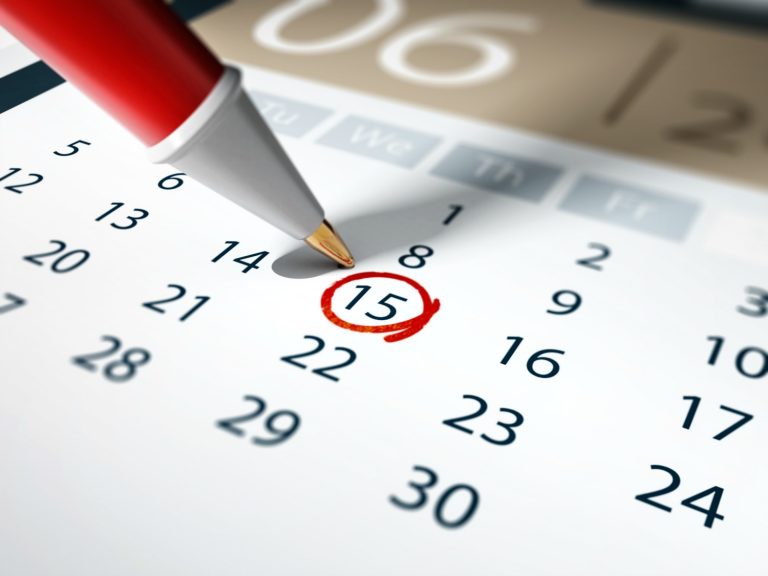 Date circled in a calendar - starting to countdown to our trip