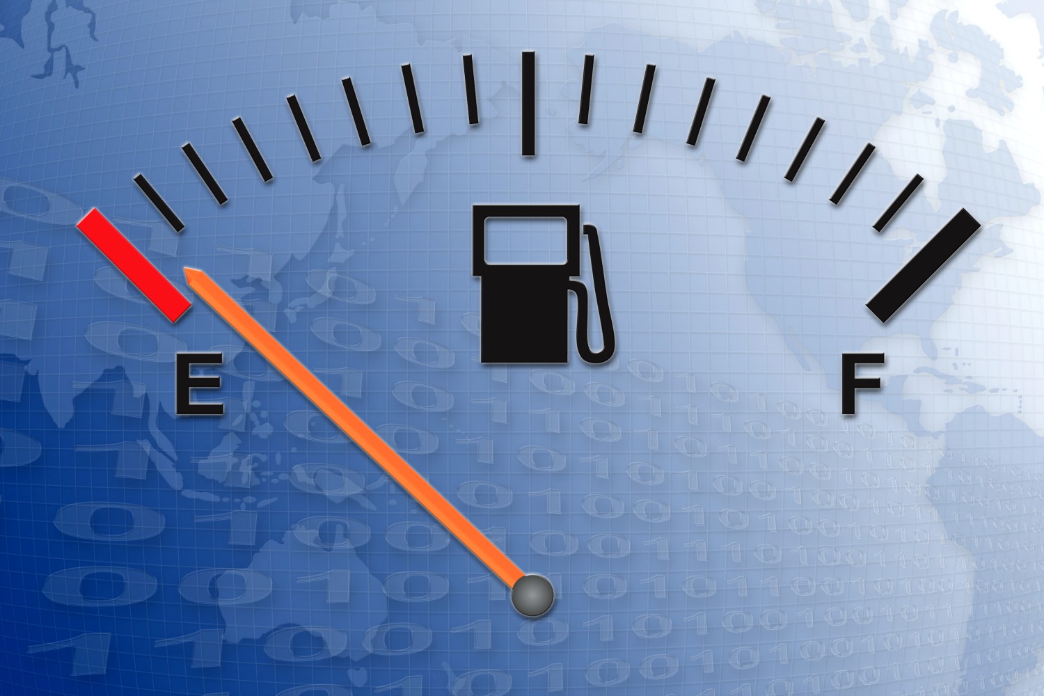 Fuel gauge showing empty