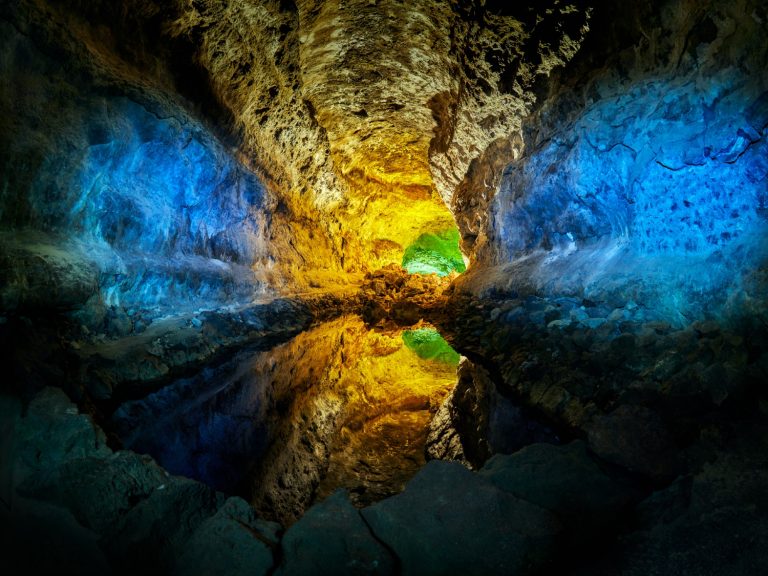 Cueva de los Verdes Green Cave in Lanzarote island, Canary Islands, Spain