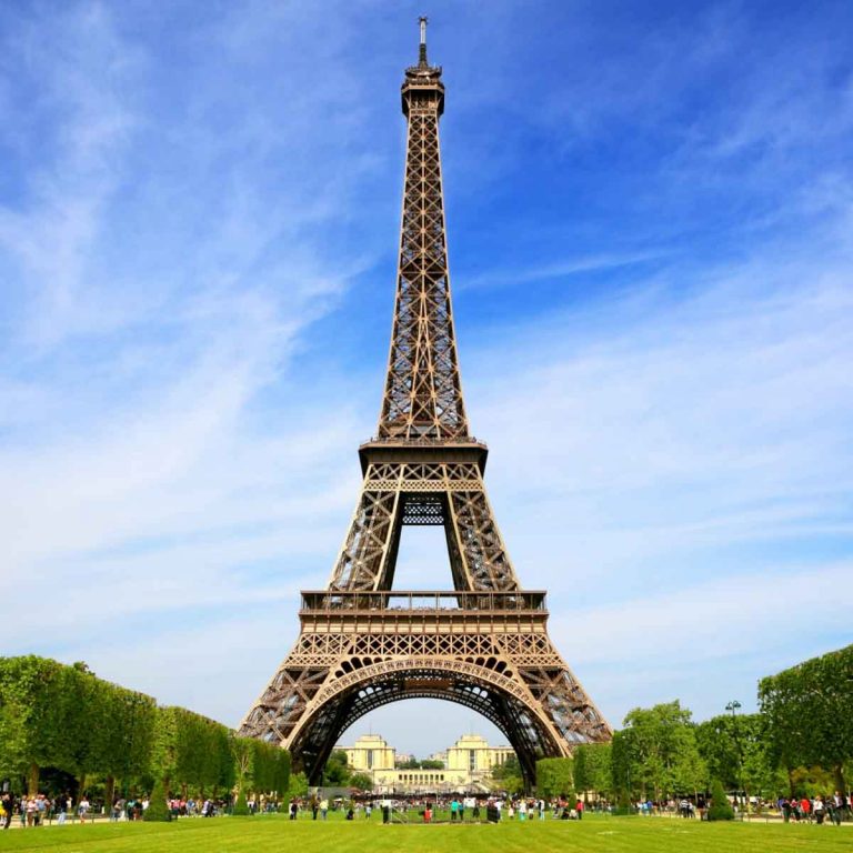 The Eiffel Tower in Paris against a blue sky - one of the icons of the city, as I review the Paris Pass worth it