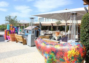 Town square at Martinhal resort in the Algarve - exploring Martinhal resort with a baby