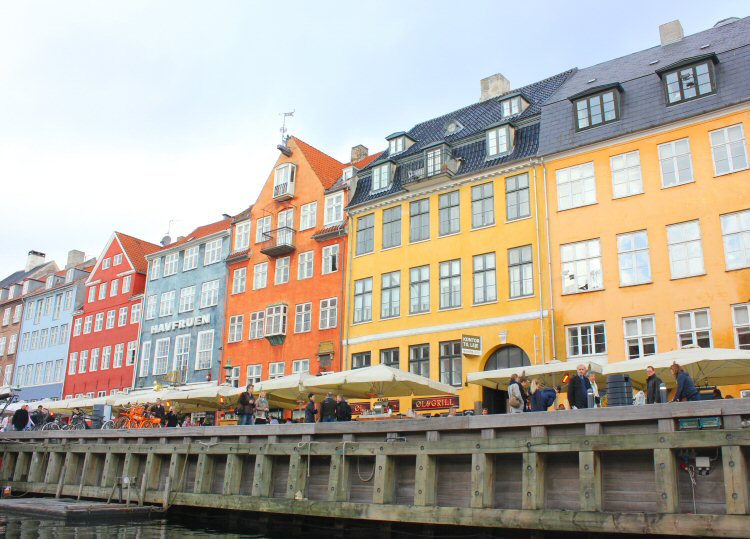 The brightly coloured buildings of Nyhavn in Copenhagen