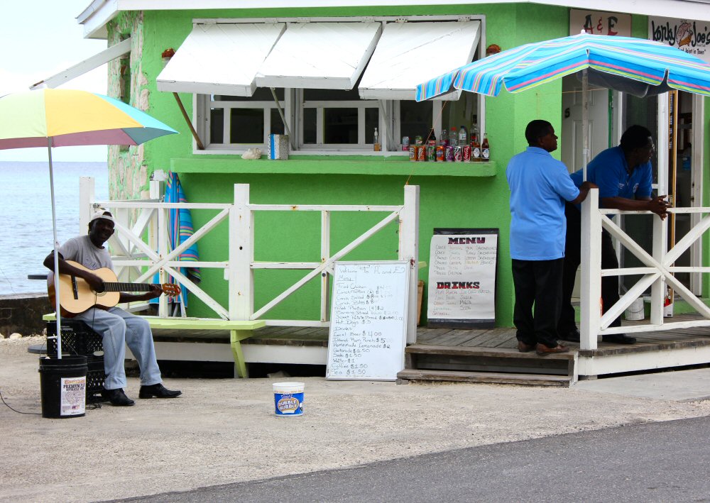 Bright green little bar on the waterfront at Cockburn Town - our day on the island and discovering the Grand Turk shipwreck