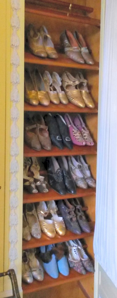 A shoe cupboard at Leeds castle - discovering Leeds castle facts and meeting the Leeds Castle peacocks in Kent