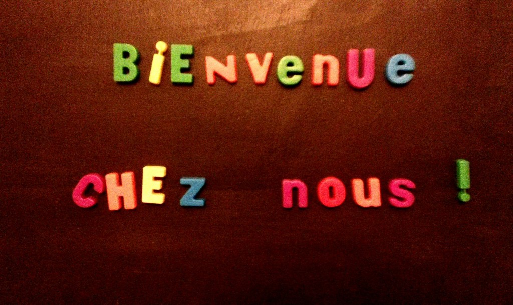 Magnetic letters reading Bienvenue Chez Nous - or welcome to our home