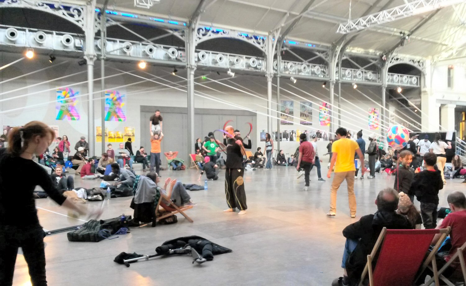 People performing at the Centquatre - ideas for Paris art with kids, as well as more suggestions of what to do in Paris with kids