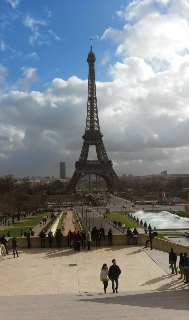 The Eiffel tower seen from the Trocadero in Paris