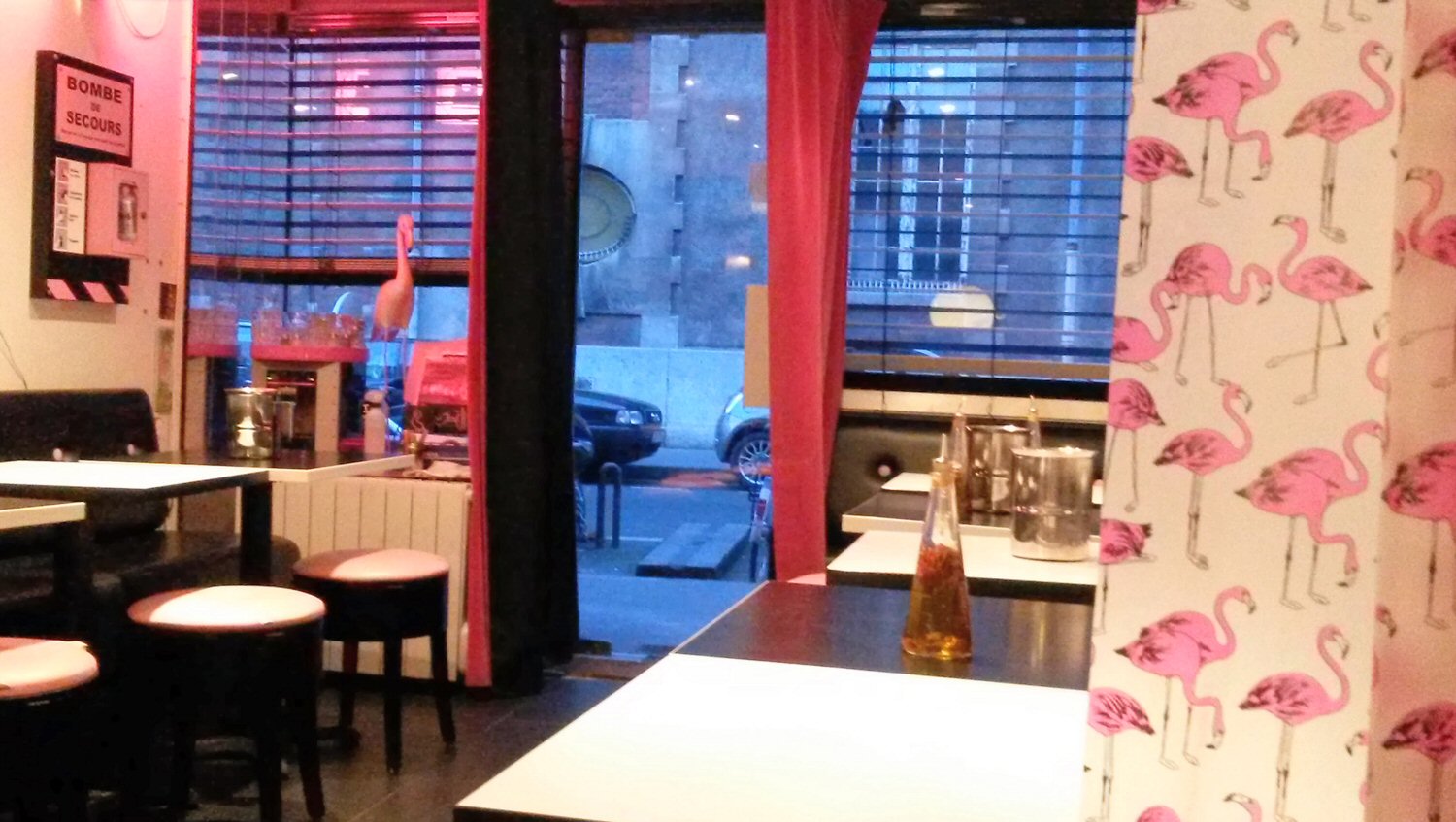 Pink Flamingo Pizza near Canal St Martin - our AirBNB stay in a flat near Canal Saint Martin in Paris