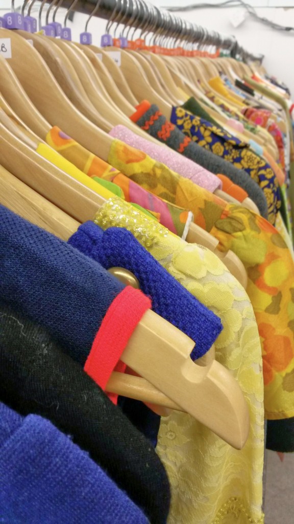 Rail of vintage clothes at the Goodwood hotel - discovering vintage Goodwood on a weekend break