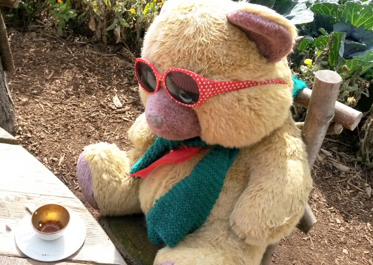 Huge teddy bear in the garden at Packwood House National Trust property in Warwickshire