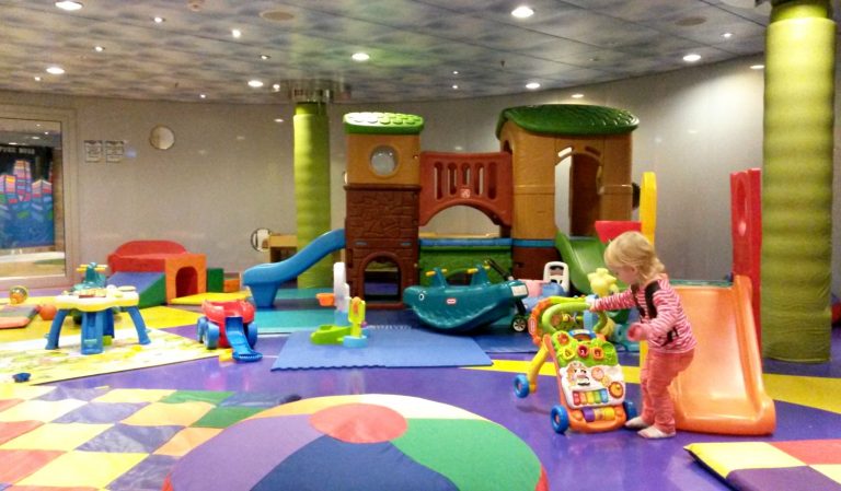My toddler daughter plays in the Adventure Ocean kids club on board Oasis of the Seas