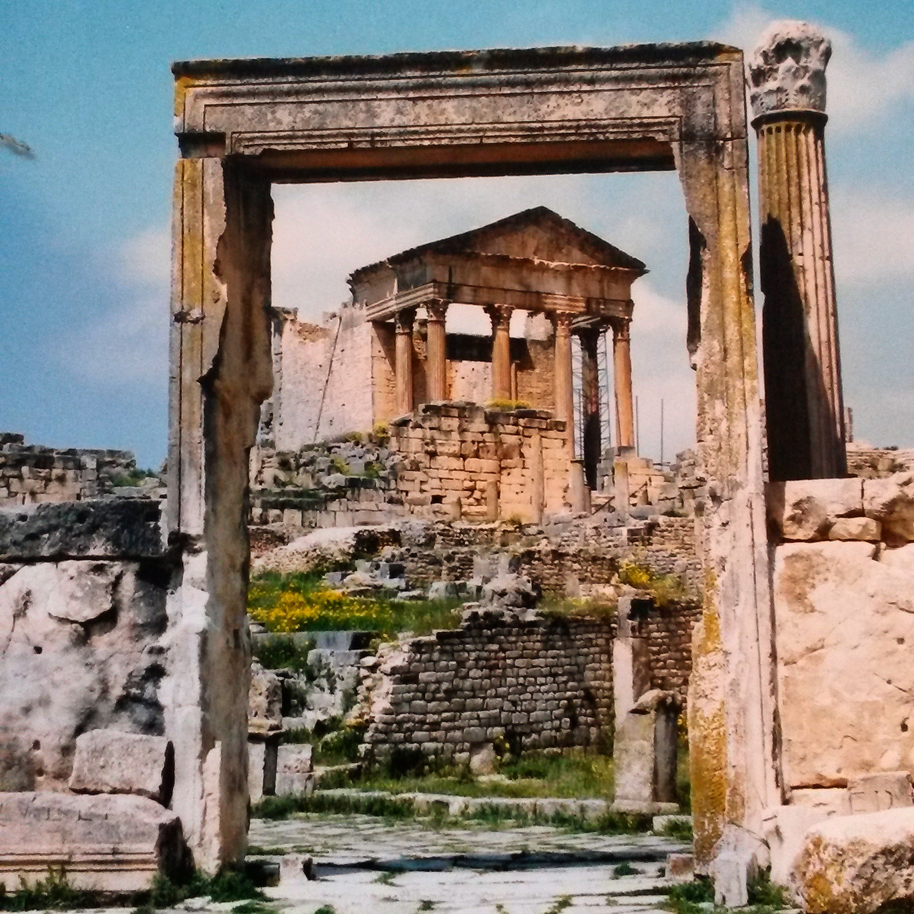 Ruins of the Roman buildings at Dougga in Tunisia - one of the many things to do in Tunisia