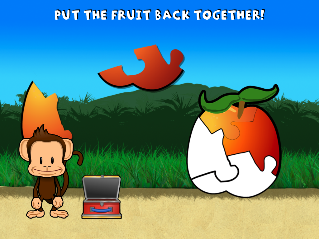 Still from the toddler app Monkey's Preschool lunchbox game