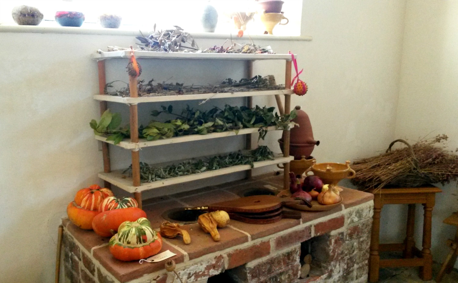 Vegetables and plants in the still room of Ham House in Surey