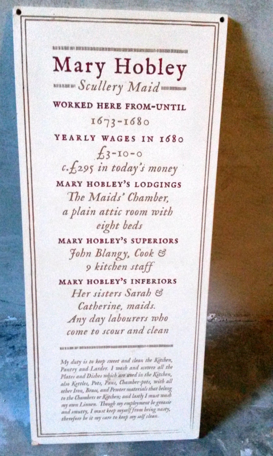 Details of the yearly wages the servants at Ham House in Surrey would have received
