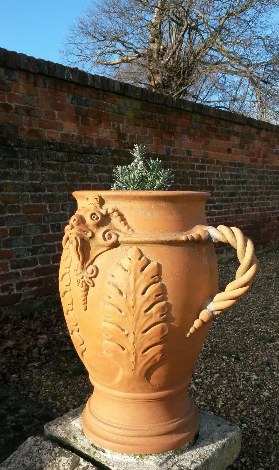 One of the decorative pots on the terrace at Ham House in Surrey