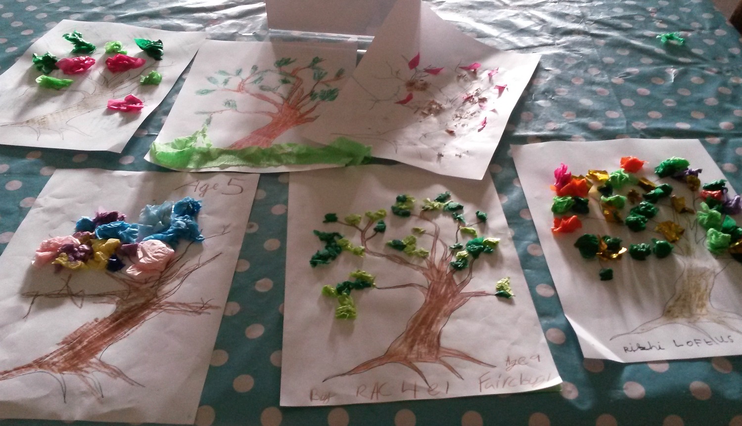 Craft on the table with other creations by kids at Ham House in Surrey