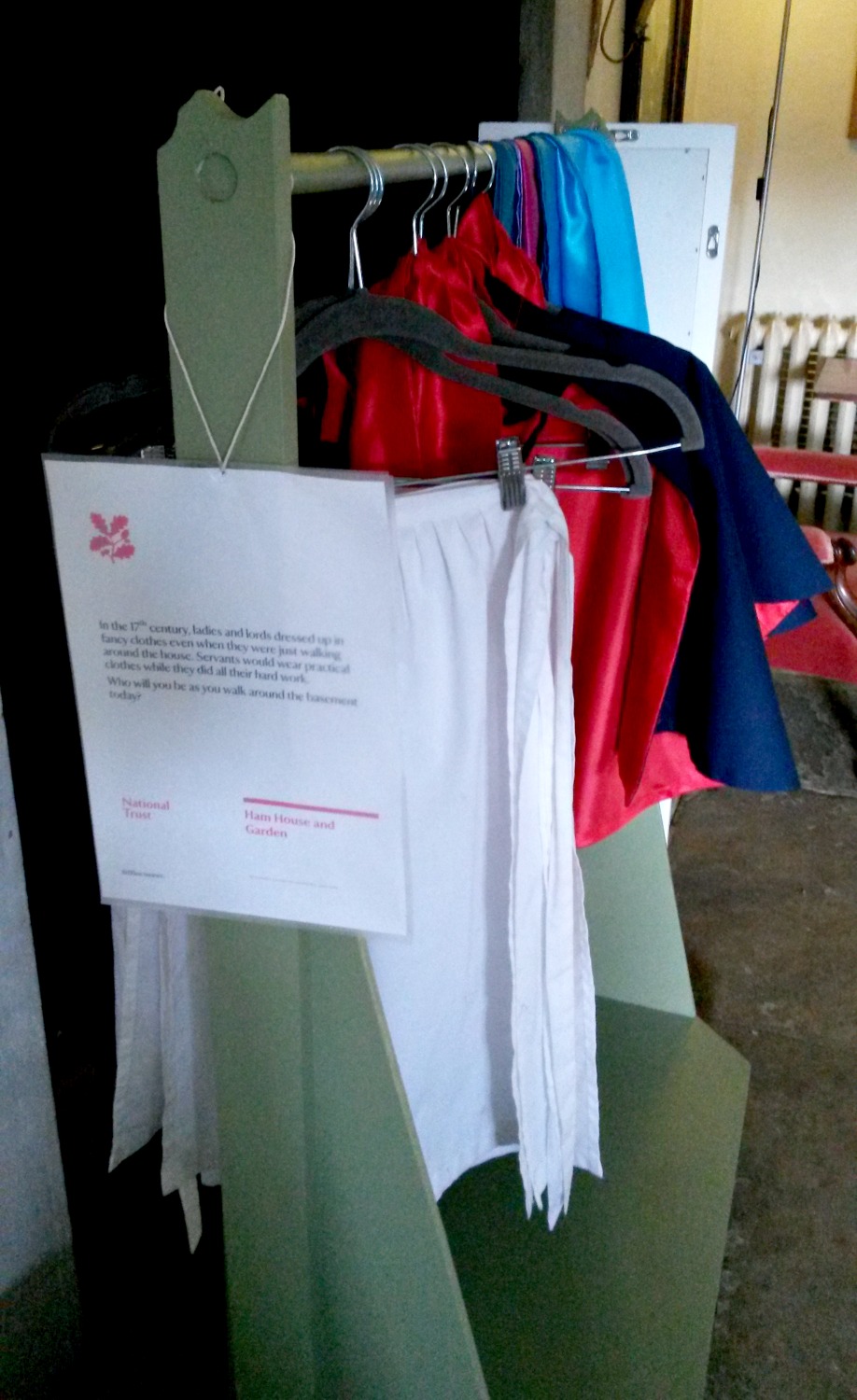 Historic costumes for young visitors to dress up at Ham House in Surrey