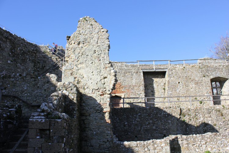 The walls of Carisbrooke Castle on the Isle of Wight