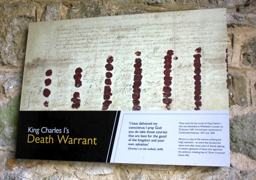 A copy of the death warrant for Charles I at Carisbrooke Castle on the Isle of Wight