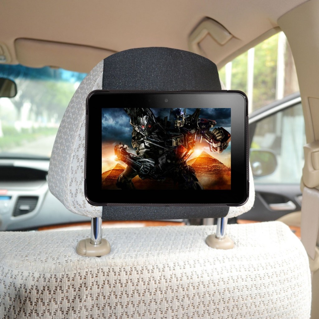 Kindle Fire car holder - if you want to set up your Kindle Fire in car, we tested out this headrest