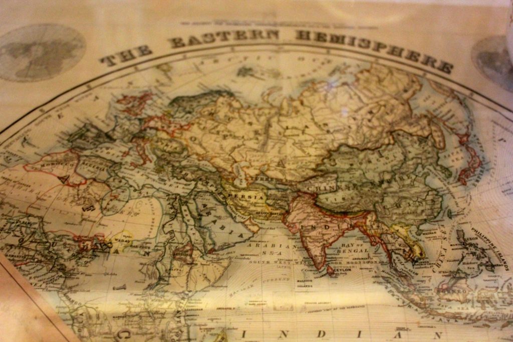 Detail of a map in the library - visiting Warwick castle with a toddler