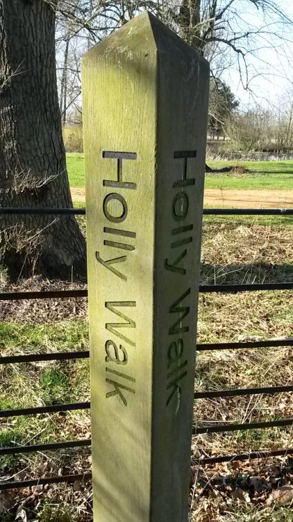 Sign for the Holly Walk at Harcourt Arboretum in Oxford
