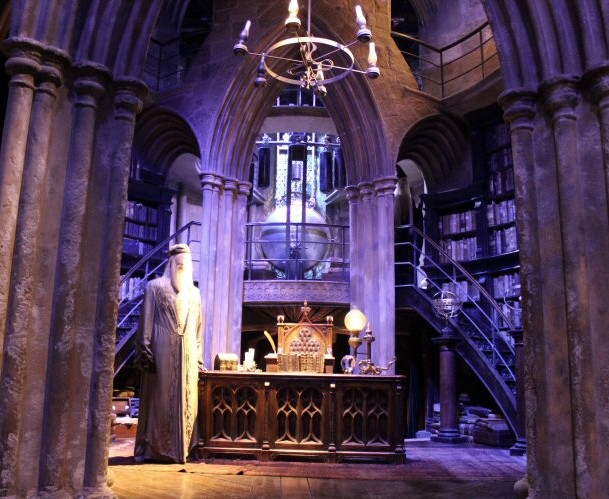 Model of Dumbledore in his office at Hogwarts on the Warner Bros studio tour