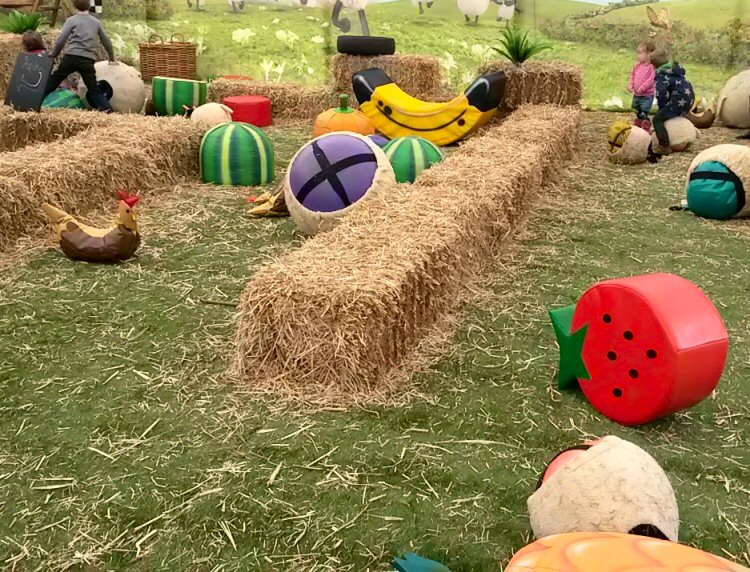 Model vegetables in the Shaun the Sheep maze at Kew Gardens