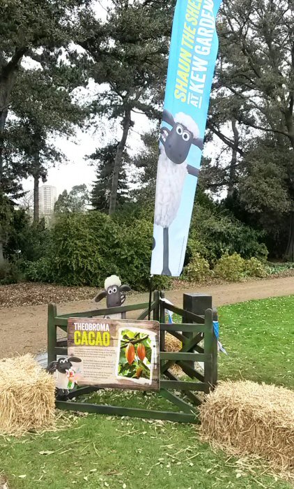 Small sheep pen along the Shaun the sheep trail at Kew Gardens