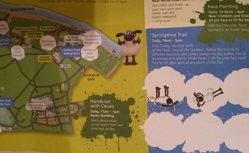 Map with information about activities and the Shaun the Sheep trail at Kew Gardens