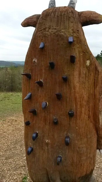 Purple prickles on the back of the Gruffalo statue at Wendover Woods