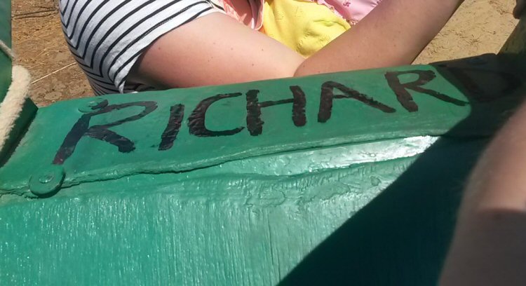 Sign showing the name of my camel, Richard, on our Maspalomas camel ride in Gran Canaria