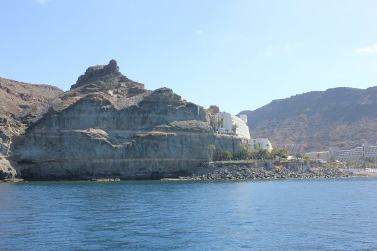 Cliffs by the sea on our boat trip to Puerto Mogan in Gran Canaria