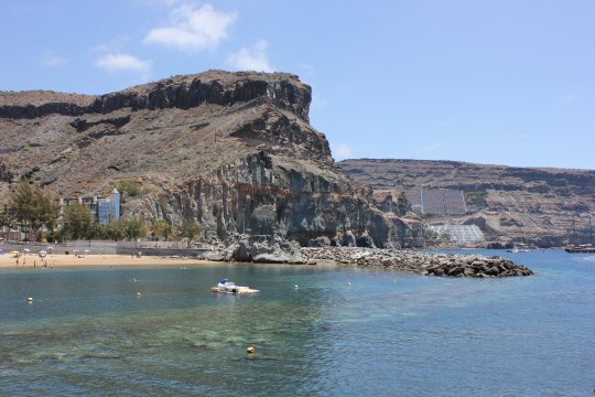 View of the sea and cliffs around Puerto de Mogan, Gran Canaria
