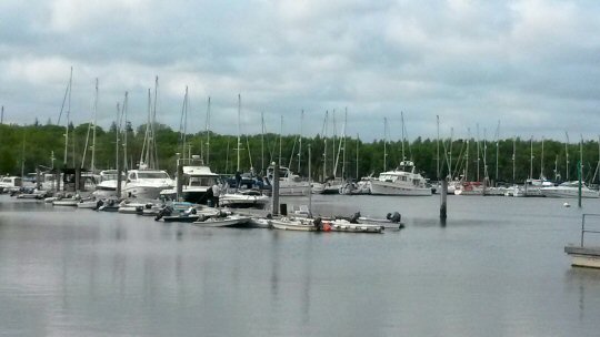 View of the boats at Bucklers Hard in the New Forest