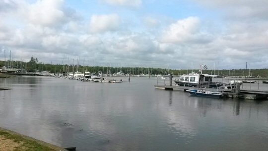 View of the boats at Bucklers Hard in the New Forest