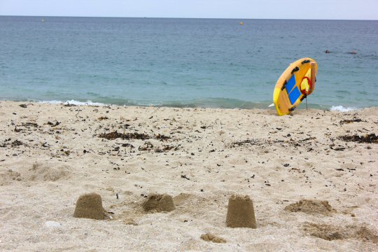 Sandcastles on Gyllyngvase beach in Falmouth