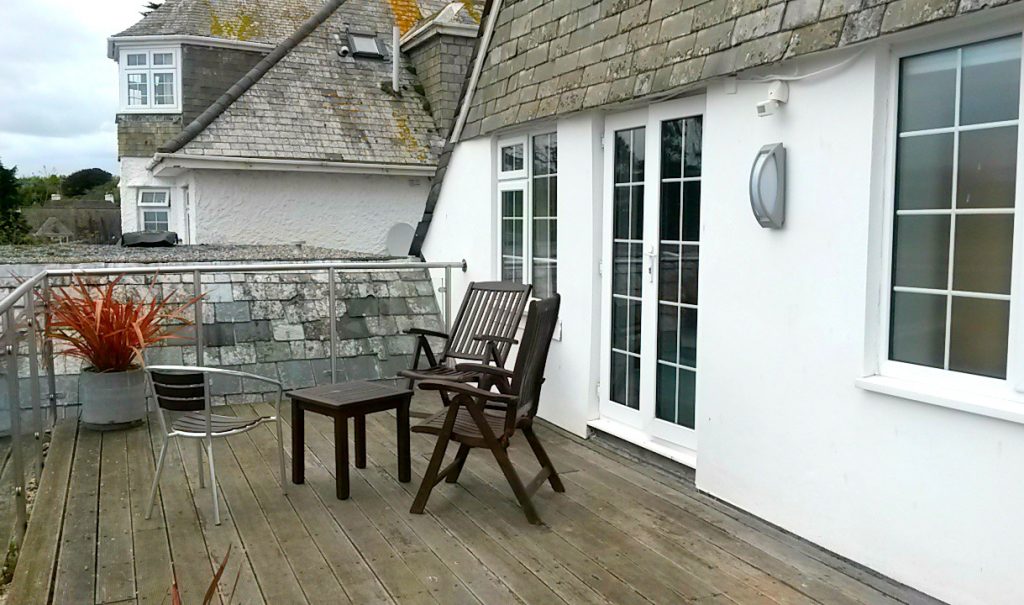 The terrace attached to our room at St Michael's hotel in Falmouth, Cornwall - sadly the weather was too bad to make the most of it