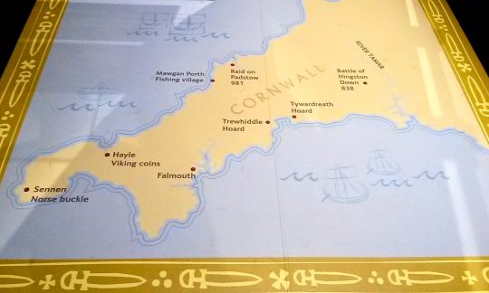 Map of Viking hoards discovered in Cornwall