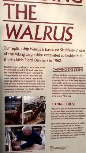 The background to The Walrus replica Viking boat at the National Maritime Museum Cornwall