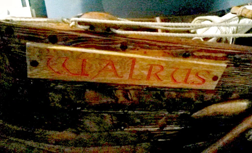 Sign for the ship the Walrus, a replica Viking boat