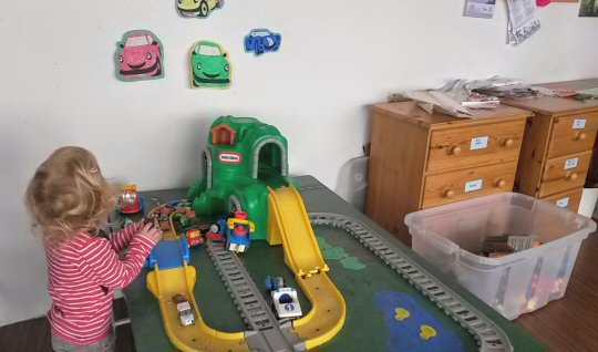 My daughter playing happily at the kids club at Sands Resort in Cornwall