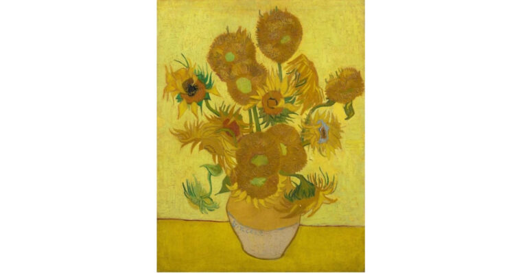Photo of Van Gogh's painting Sunflowers against a white background - my tips for visiting Amsterdam's Van Gogh Museum with kids. Image courtesy Van Gogh Museum, Amsterdam (Vincent van Gogh Foundation)