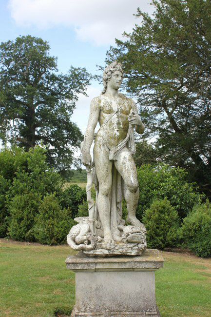 Statue in the gardens at Mottisfont in Hampshire on a day out with a toddler