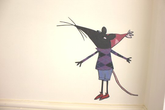 Lauren Child's pesky rat at the exhibition at Mottisfont