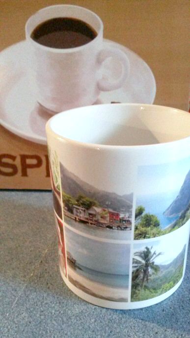 One side of my personalised St Lucia photo mug - my Photobox review of their personalised mugs