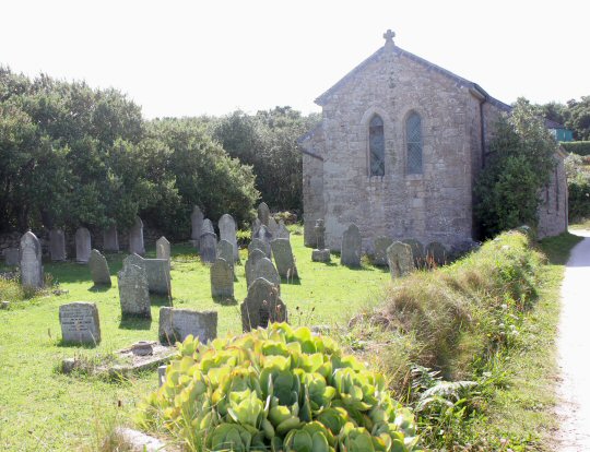 Church near the coast of Bryher in the Isles of Scilly