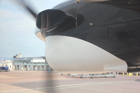 View through the moving propeller of the little plane which flies to the Isles of Scilly - my reasons to visit the Isles of Scilly